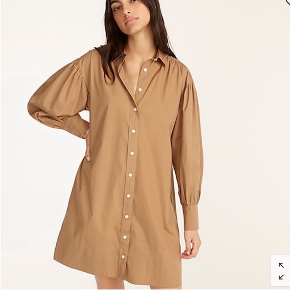 J.Crew Puff-sleeve cotton poplin shirtdress